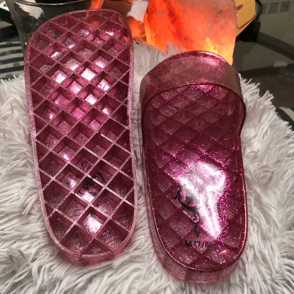 Glitter Pink Slides NWOT